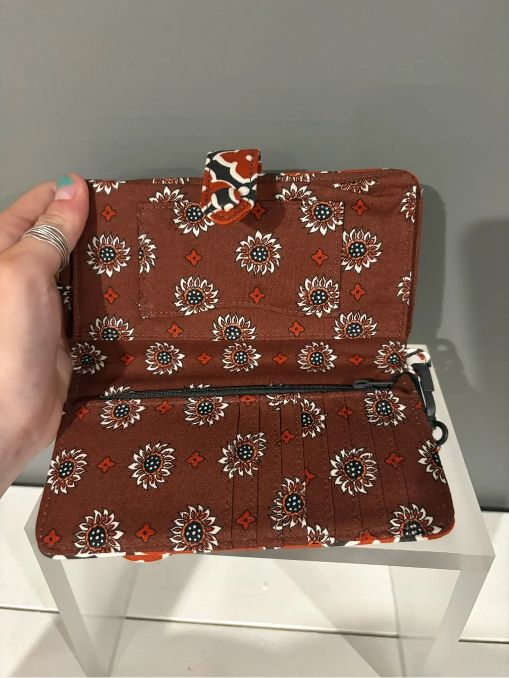 Vera Bradley Red White and Black Floral Wristlet